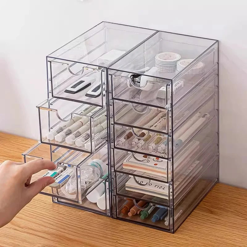 Organisateur de Tiroir Transparent à 5 Compartiments pour Maquillage et Bureau 1
