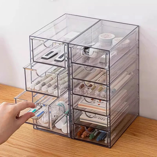 Organisateur de Tiroir Transparent à 5 Compartiments pour Maquillage et Bureau 1