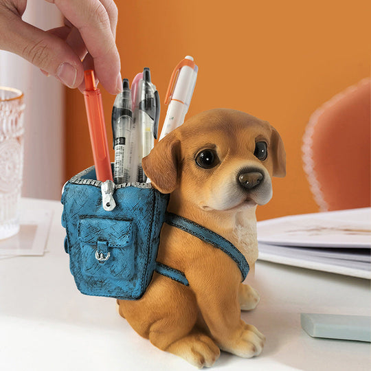 Organisateur de bureau pour femme porte-stylo chiot décoratif 0