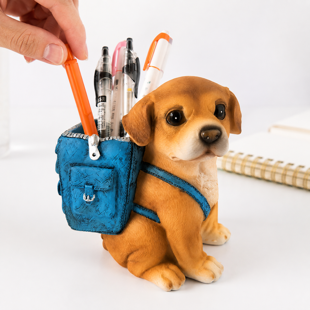 Organisateur de bureau pour femme porte-stylo chiot décoratif 1