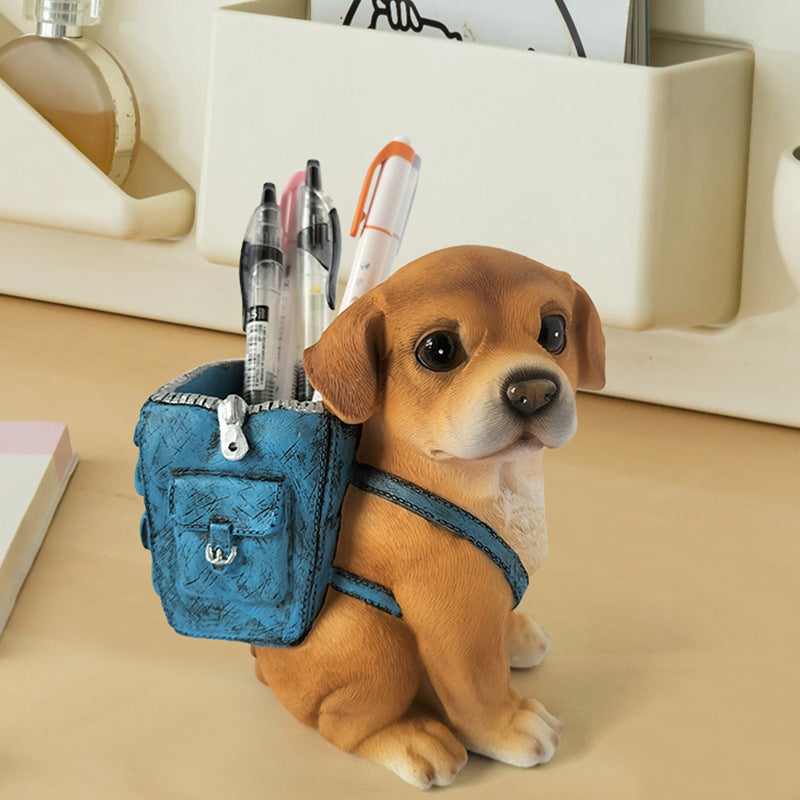 Organisateur de bureau pour femme porte-stylo chiot décoratif 4