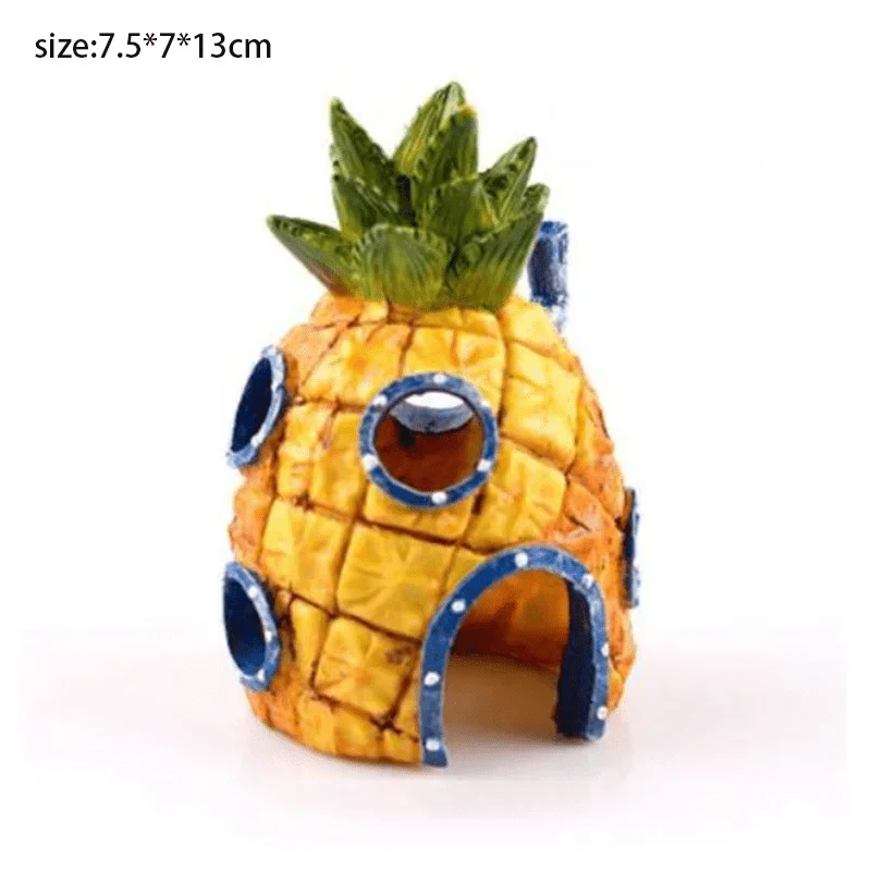 Ornements de Décoration d'Aquarium en Résine - Maison d'Ananas 0