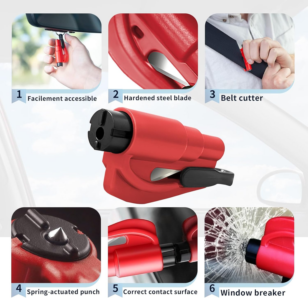Outil d'Évacuation d'Urgence pour Voiture avec Coupe-Ceinture et Brise-Vitre 6