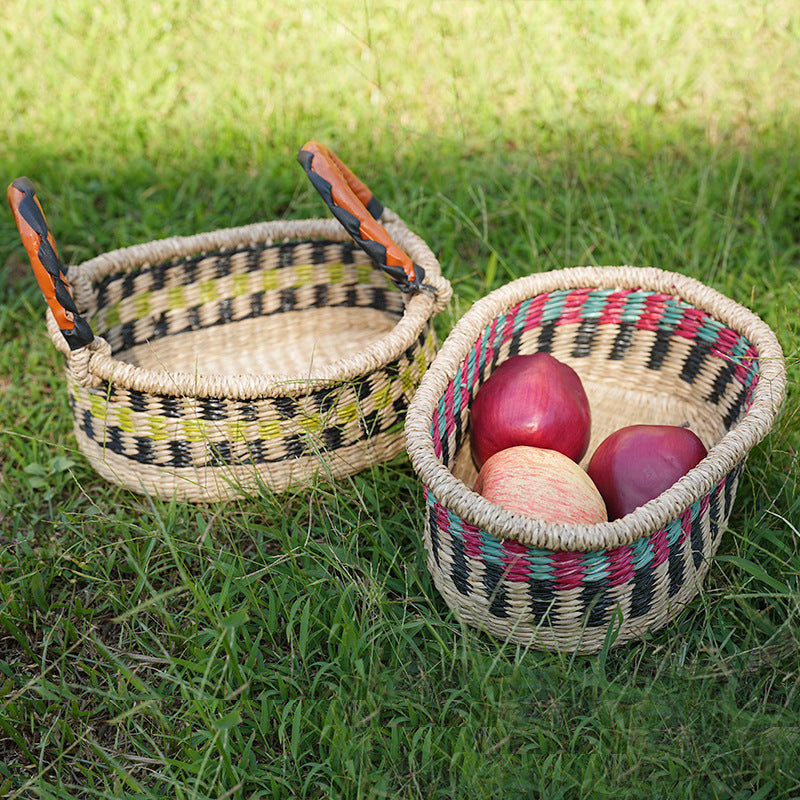 Panier Femme Tissé à la Main Coloré 4