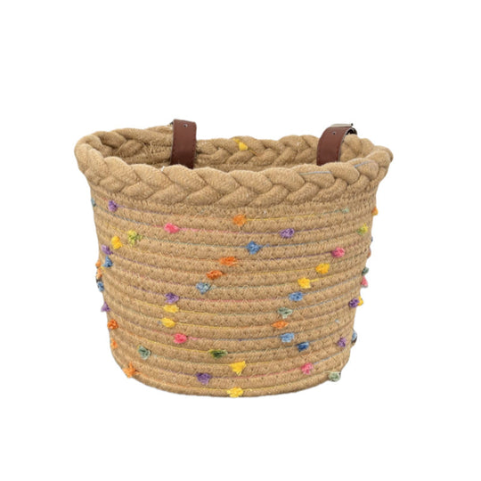 Panier Vélo Tressé Avant avec Sangles Réglables et Pompons Décoratifs pour Femme 5