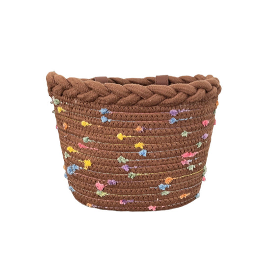 Panier Vélo Tressé Avant avec Sangles Réglables et Pompons Décoratifs pour Femme 7