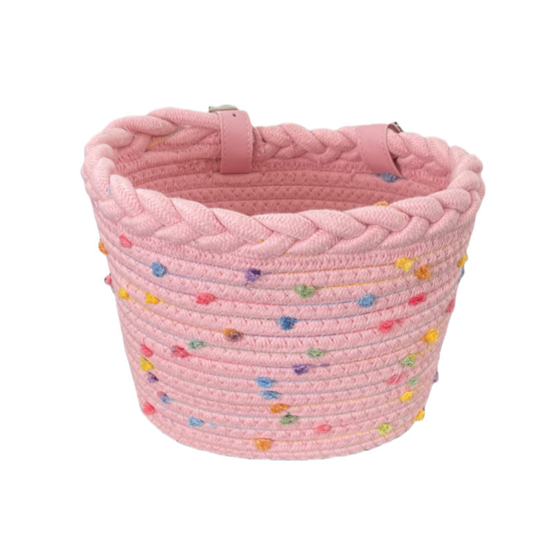 Panier Vélo Tressé Avant avec Sangles Réglables et Pompons Décoratifs pour Femme 8