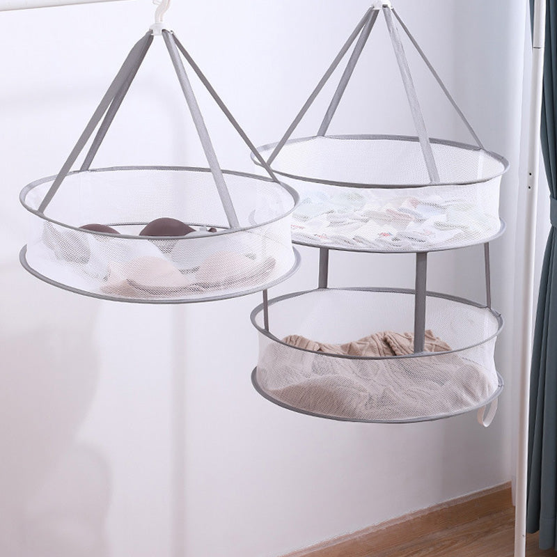 Panier à Vêtements Ronde Multifonctionnel pour Rangement et Séchage 1