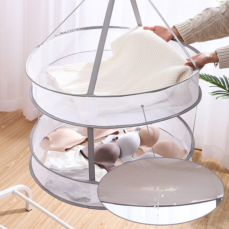 Panier à Vêtements Ronde Multifonctionnel pour Rangement et Séchage 2