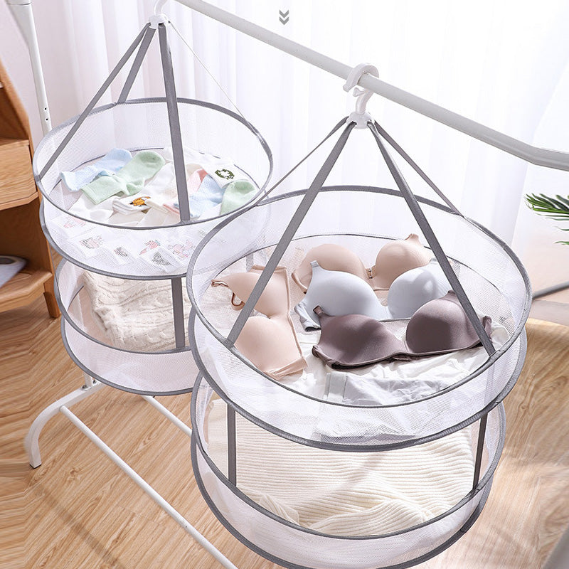Panier à Vêtements Ronde Multifonctionnel pour Rangement et Séchage 5