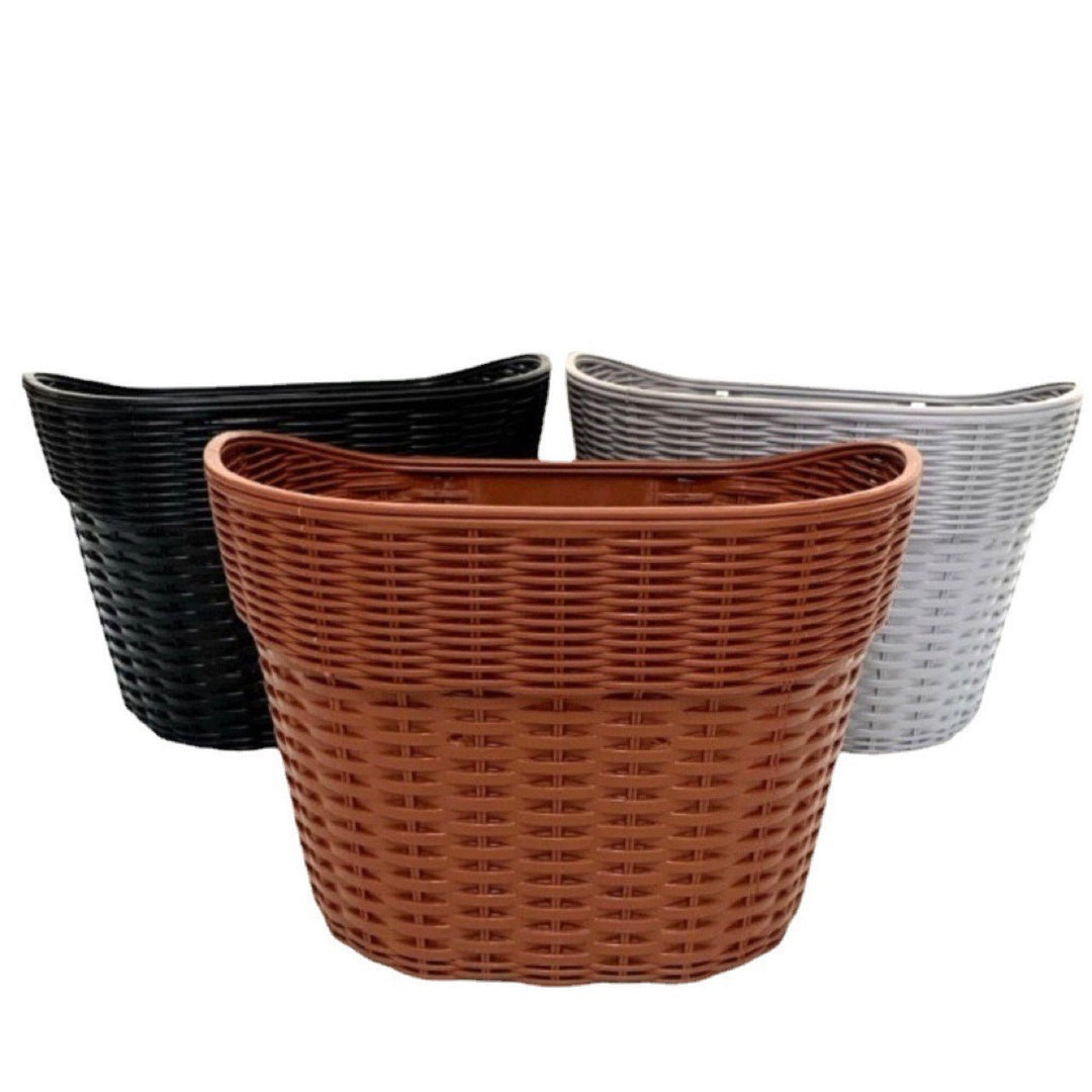 Panier avant de vélo style rotin tressé avec montage à dégagement rapide pour homme et femme 1