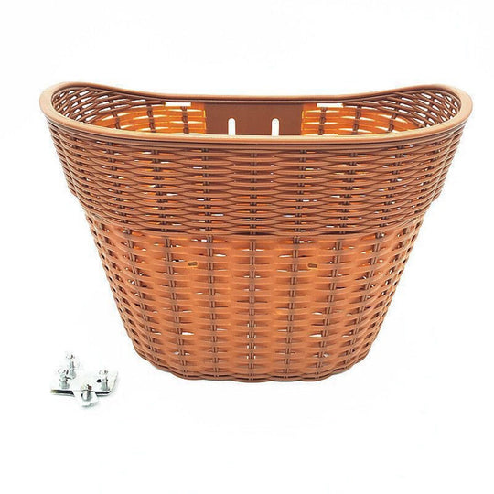 Panier avant de vélo style rotin tressé avec montage à dégagement rapide pour homme et femme 2
