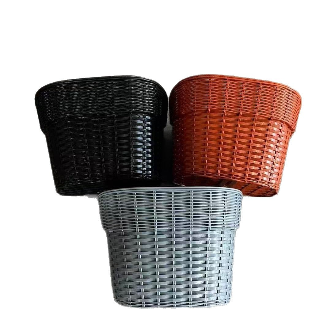 Panier avant de vélo style rotin tressé avec montage à dégagement rapide pour homme et femme 3