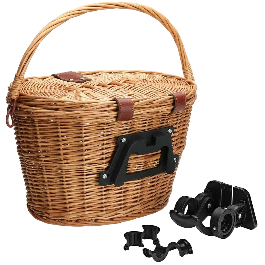 Panier avant de vélo tressé avec système de montage à dégagement rapide pour homme et femme 0