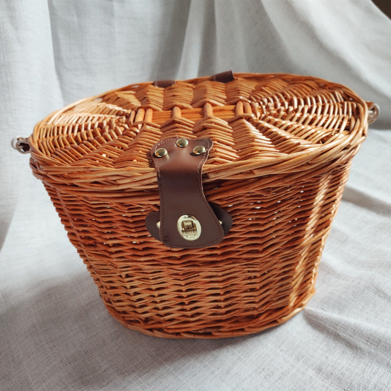 Panier avant de vélo tressé avec système de montage à dégagement rapide pour homme et femme 10