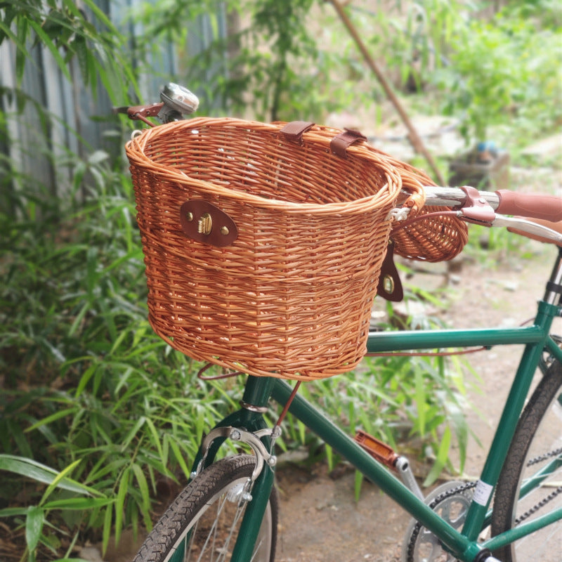 Panier avant de vélo tressé avec système de montage à dégagement rapide pour homme et femme 2