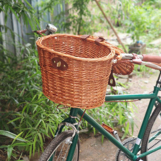 Panier avant de vélo tressé avec système de montage à dégagement rapide pour homme et femme 2