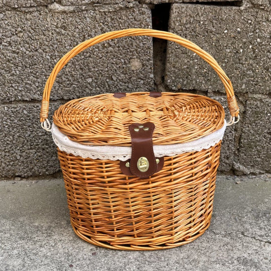 Panier avant de vélo tressé avec système de montage à dégagement rapide pour homme et femme 3