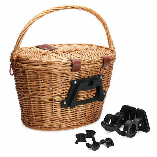 Panier avant de vélo tressé avec système de montage à dégagement rapide pour homme et femme 5