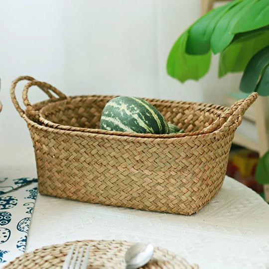 Panier de Rangement Osier Tissé à la Main Polyvalent 0
