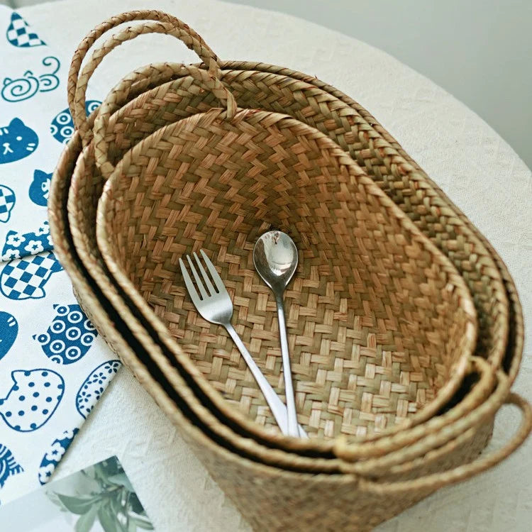 Panier de Rangement Osier Tissé à la Main Polyvalent 1