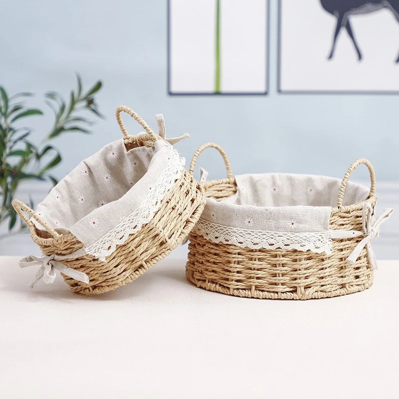 Panier de Rangement Osier Tissé à la Main pour Femme Design Naturel 0