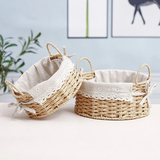 Panier de Rangement Osier Tissé à la Main pour Femme Design Naturel 0
