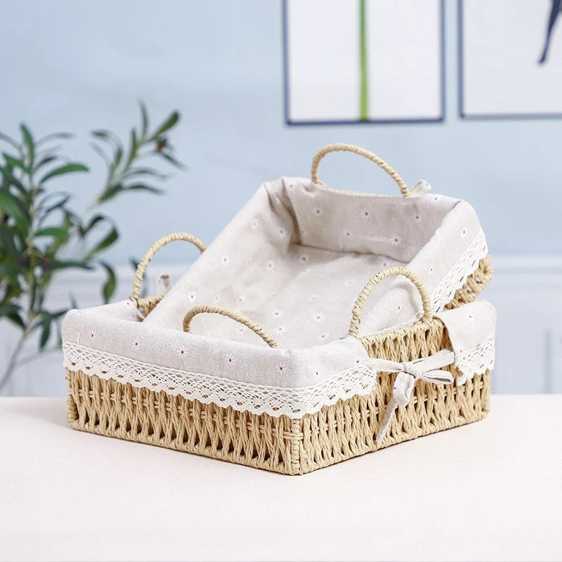 Panier de Rangement Osier Tissé à la Main pour Femme Design Naturel 1