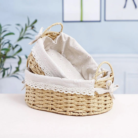 Panier de Rangement Osier Tissé à la Main pour Femme Design Naturel 2