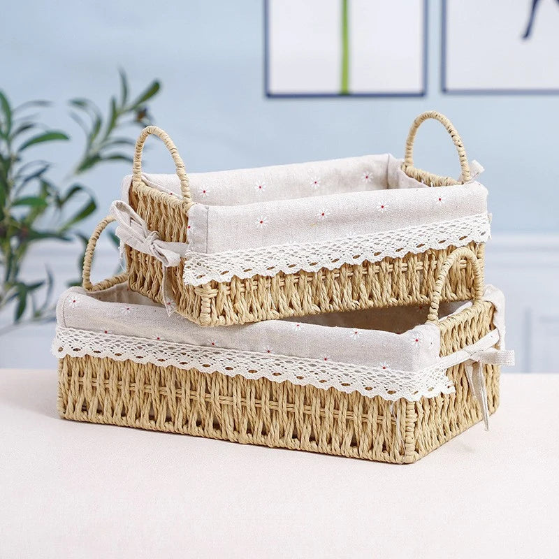Panier de Rangement Osier Tissé à la Main pour Femme Design Naturel 3