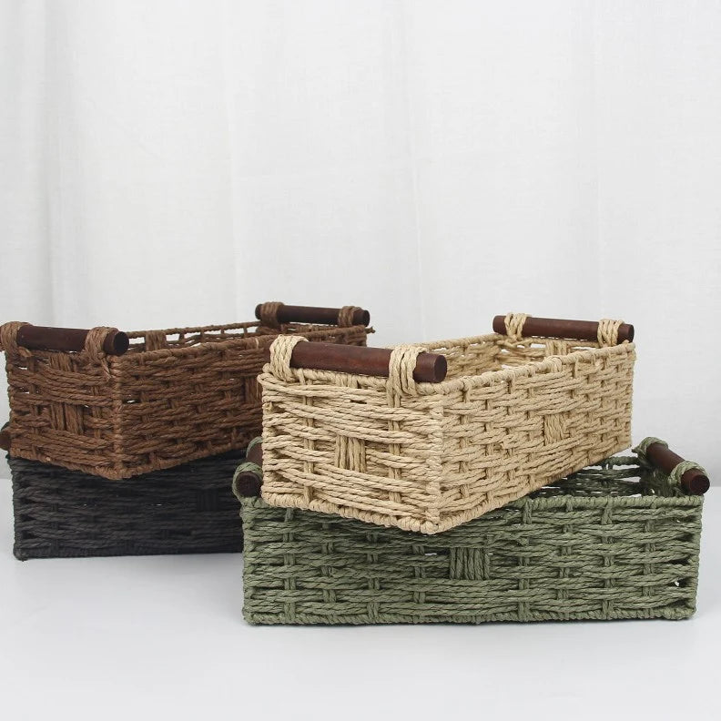 Panier de Rangement Osiers Tissé à la Main Pour Intérieur 2