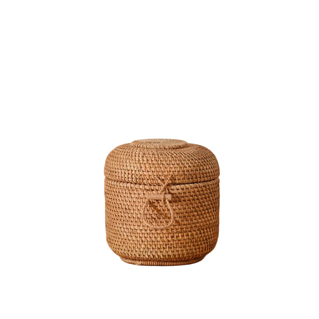 Panier de Rangement Rond avec Couvercle pour Femmes au Design Naturel 0