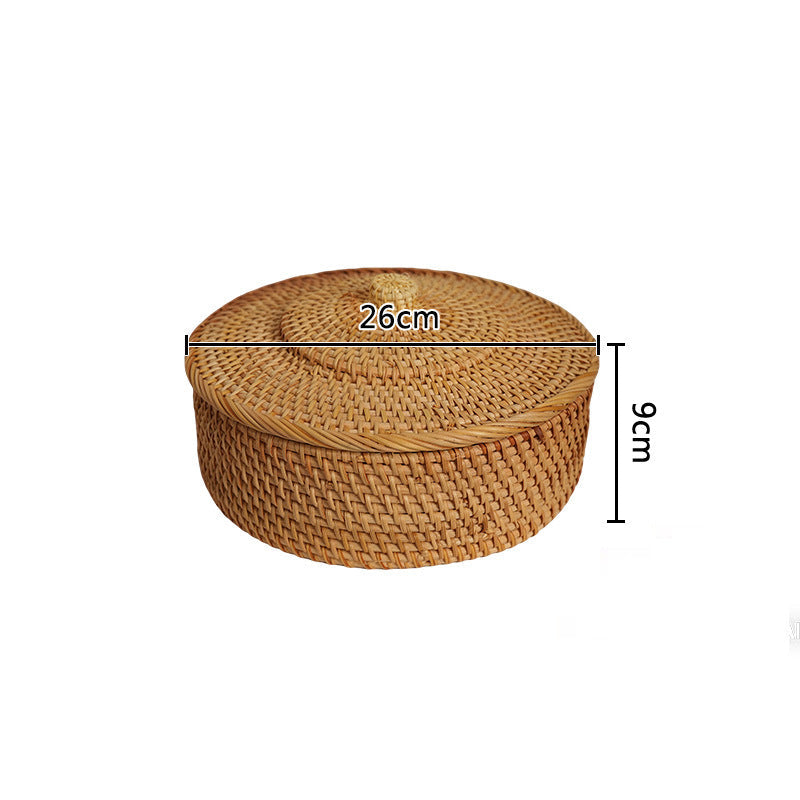 Panier de Rangement Rond avec Couvercle pour Femmes au Design Naturel 3