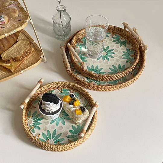 Panier de Service Rond pour Femme Tissé à la Main 3
