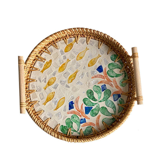 Panier de Service Rond pour Femme Tissé à la Main 4