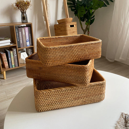 Panier de rangement rectangulaire pour femme en style naturel 2