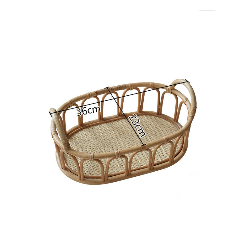 Panier de service ovale en rotin pour femme 0