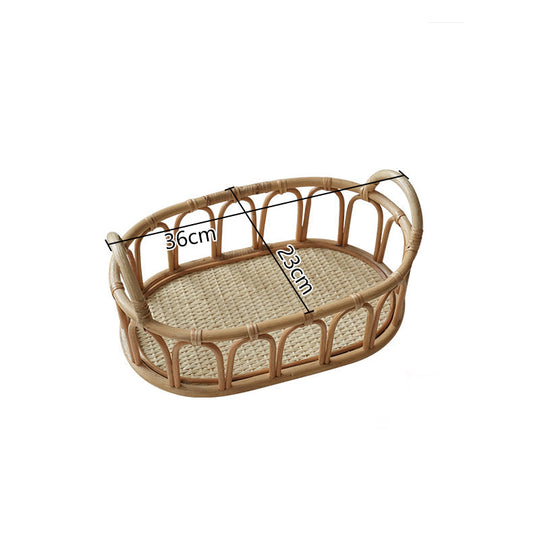 Panier de service ovale en rotin pour femme 0