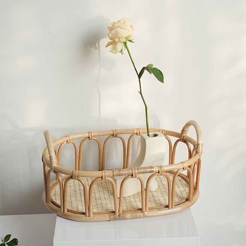 Panier de service ovale en rotin pour femme 1