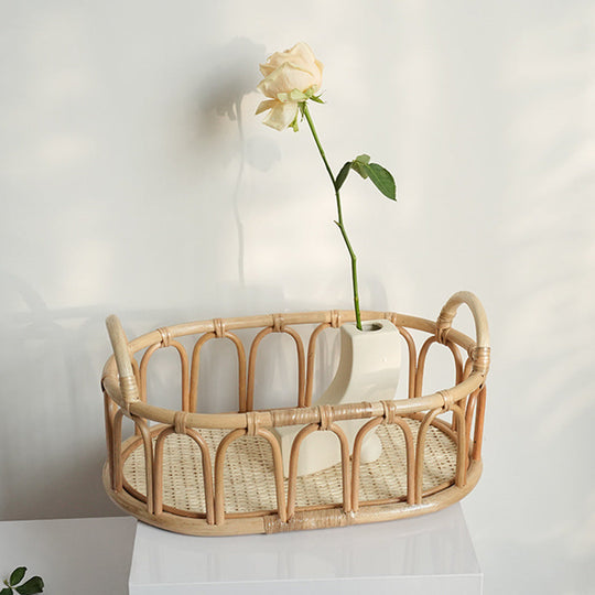 Panier de service ovale en rotin pour femme 1