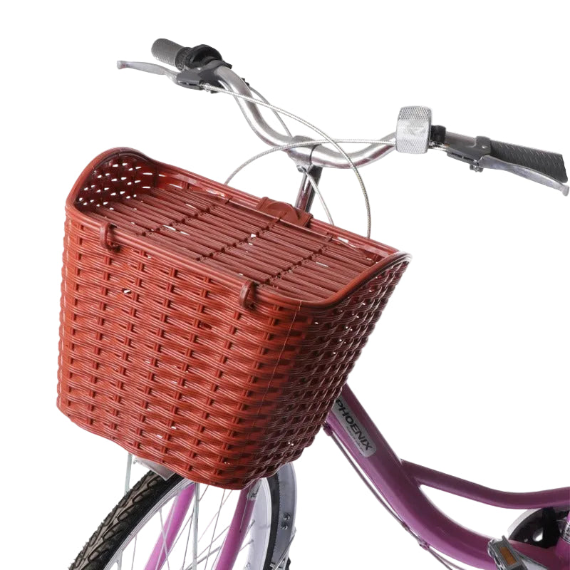 Panier de vélo avant tissé avec couvercle à charnière et support universel pour guidon 0