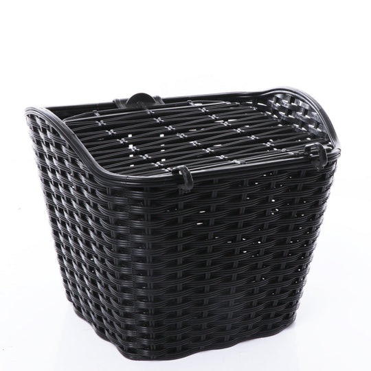 Panier de vélo avant tissé avec couvercle à charnière et support universel pour guidon 2