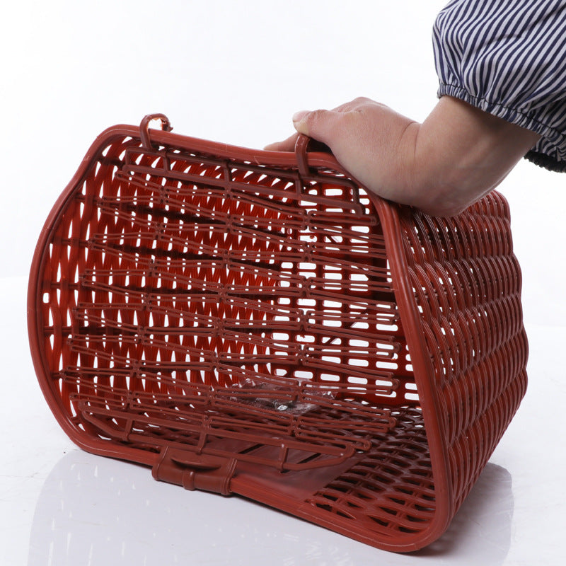 Panier de vélo avant tissé avec couvercle à charnière et support universel pour guidon 3