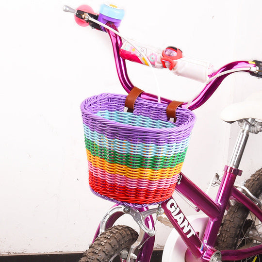 Panier de vélo avant tissé avec sangles réglables pour adultes 0