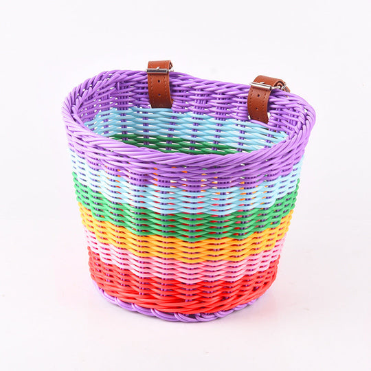 Panier de vélo avant tissé avec sangles réglables pour adultes 2