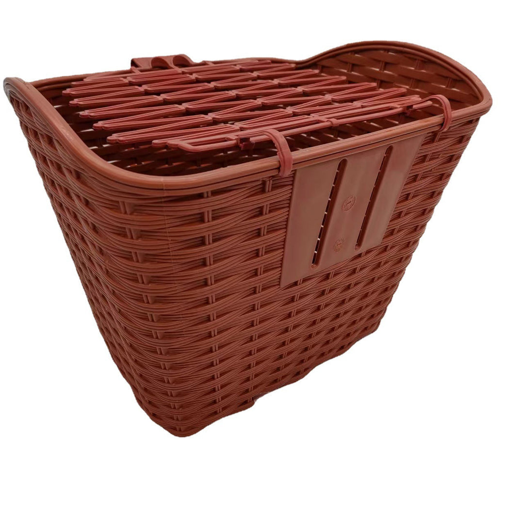Panier de vélo avant tissé avec support amovible à dégagement rapide pour homme et femme 4