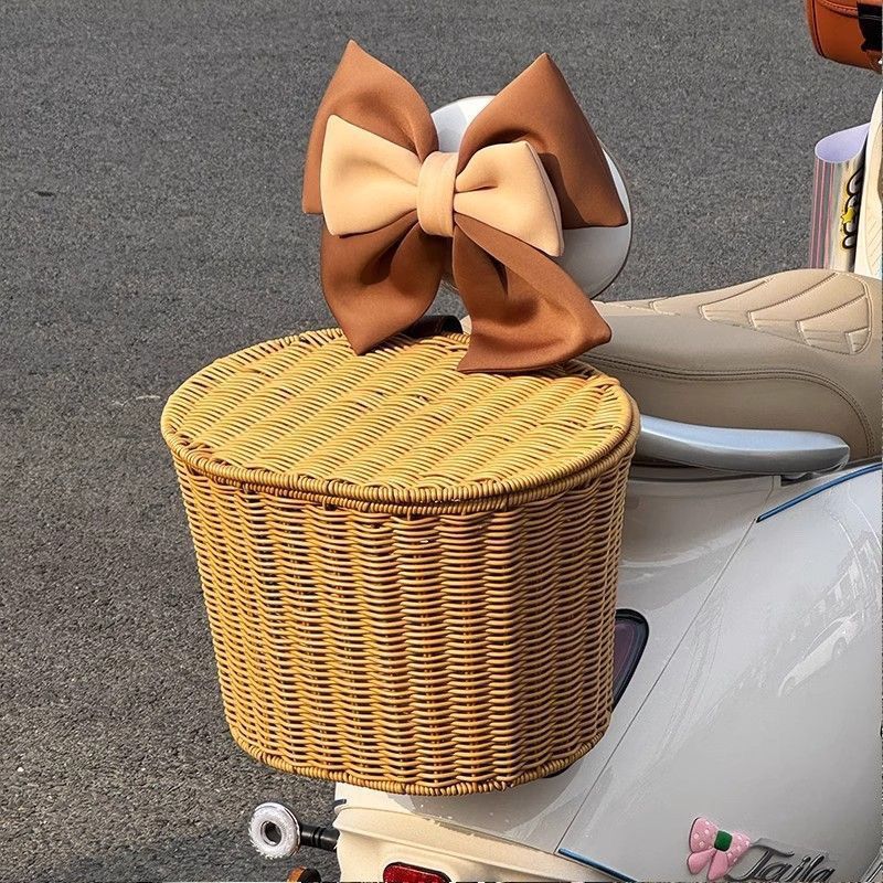Panier de vélo avant tressé avec support universel pour guidon 1