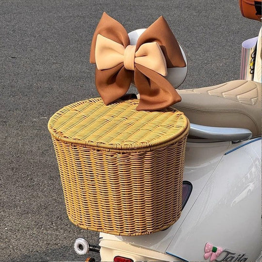 Panier de vélo avant tressé avec support universel pour guidon 1