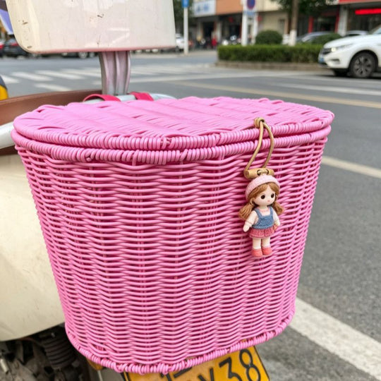 Panier de vélo avant tressé avec support universel pour guidon 2