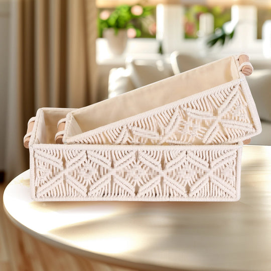 Paniers de rangement macramé pour intérieur polyvalent 0